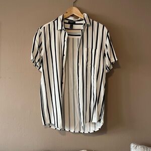 Forever 21 Black and White Striped Casual Shirt